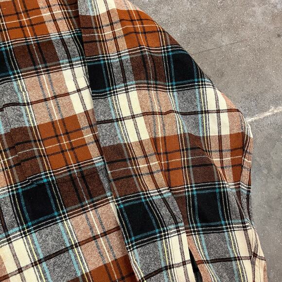 Vintage 50's Penney's Towncraft Loop Collar Flannel Medium - Picture 3 of 8